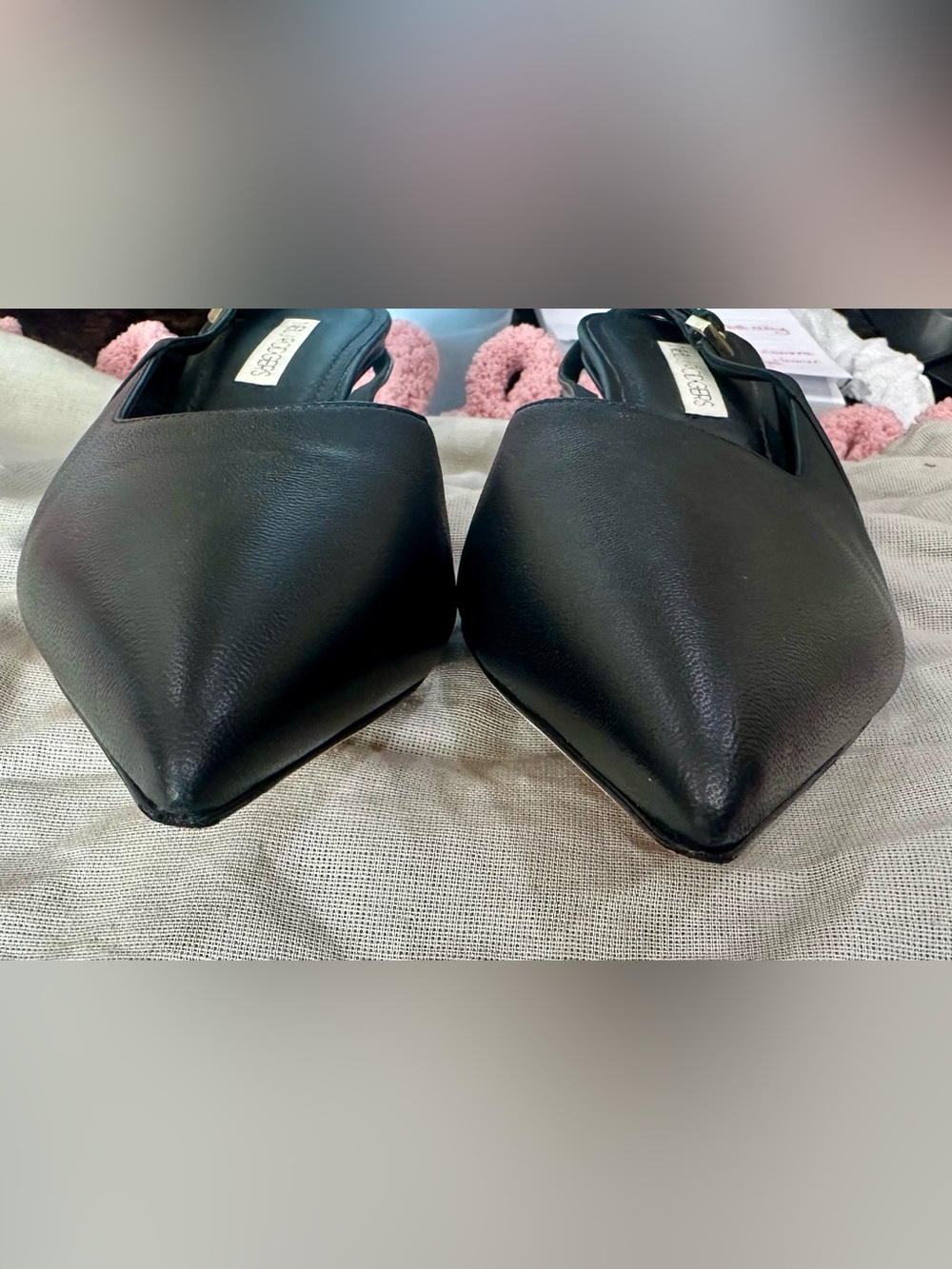 Neil J. Rodgers Black Pointed-Toe Slingback Kitten Heels - Picture 9 of 10